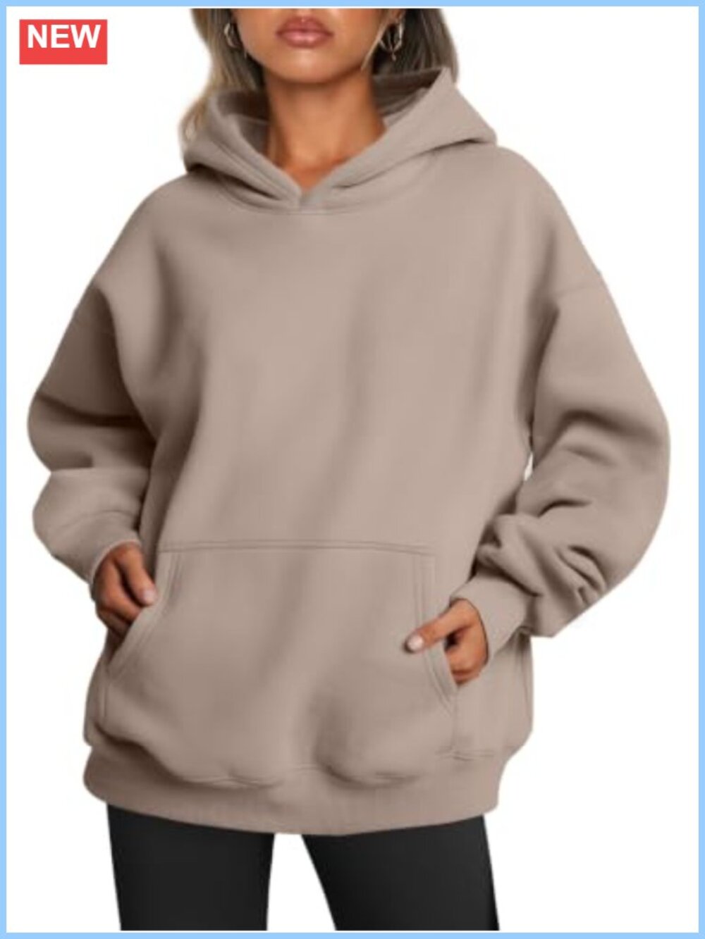 Oversized Hooded Sweatshirt - Half Cotton Half Polyester Fleece